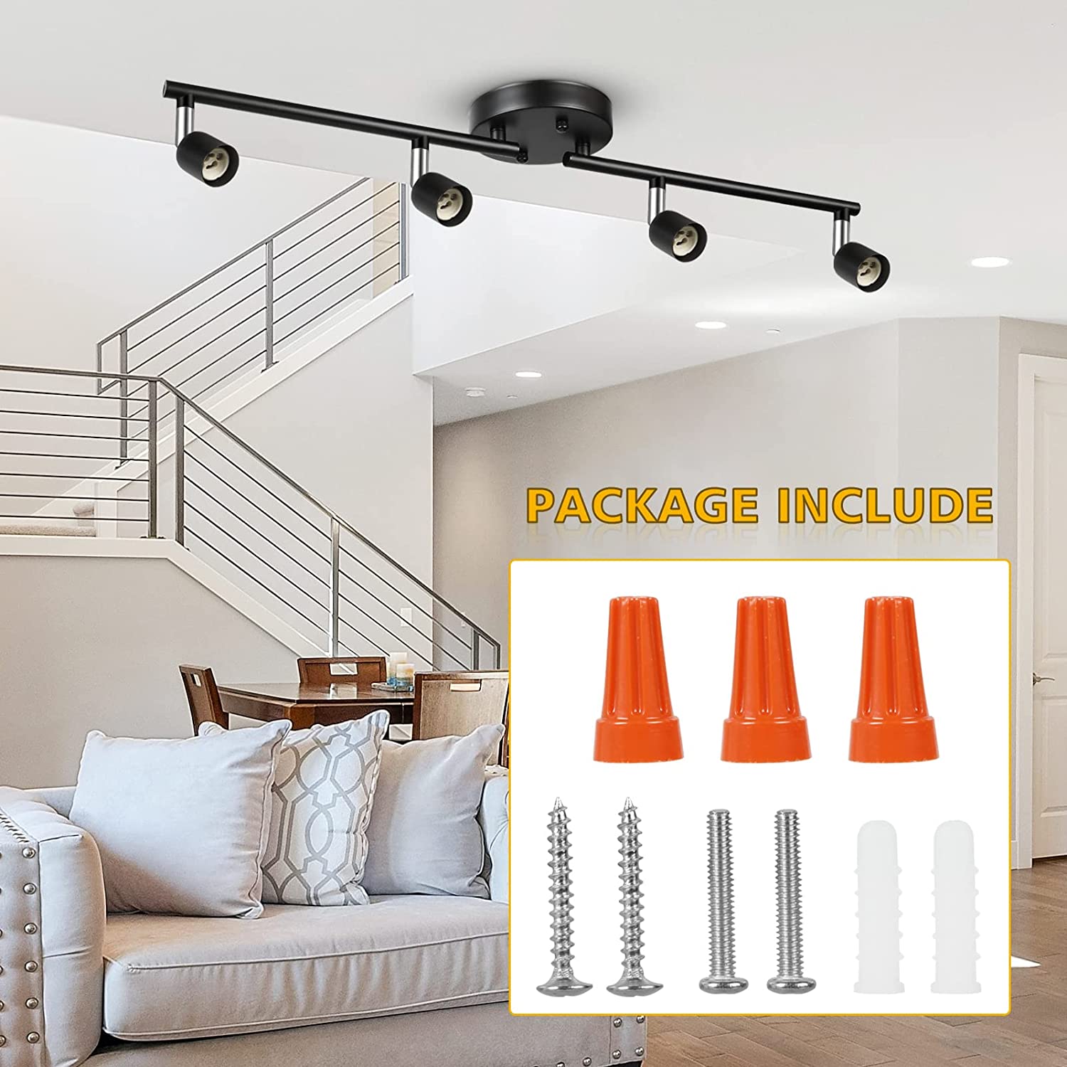Moveable Spotlight Railing Foldable Track 4 Way Ceiling Spot Light – Ascherlighting