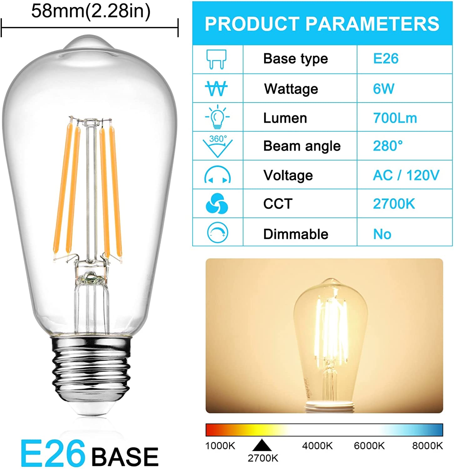 Edison Leds E26 Non-Dimmable Vintage LED Edison Bulbs – Ascherlighting